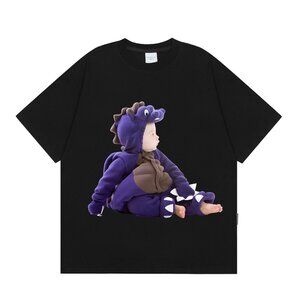 Acme De La Vie Dinosaur Kid Print Black Short-Sleeved T-Shirt